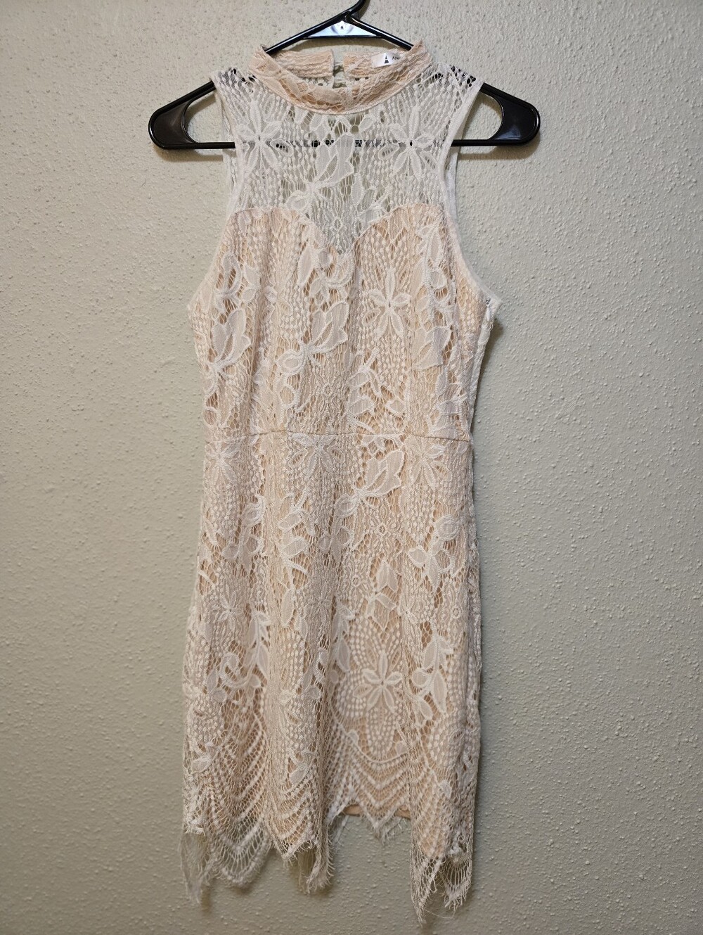 Angvns White Lace Nude Dress Medium